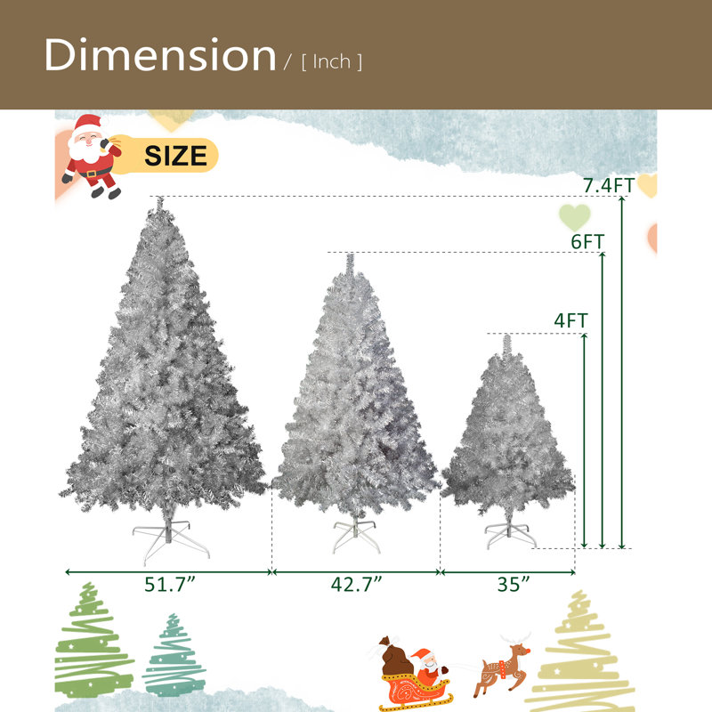 Arbre de Noël artificiel pré-éclairé avec support en métal Sliver, 6'