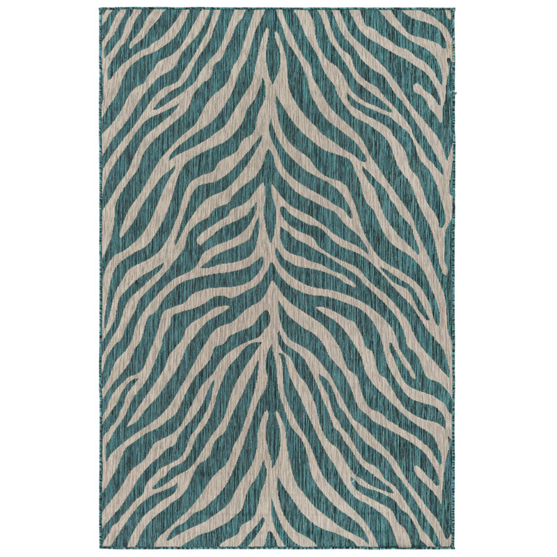 Teal Tsavo Indoor/Outdoor Safari Rug, Rectangle 10' x 14'