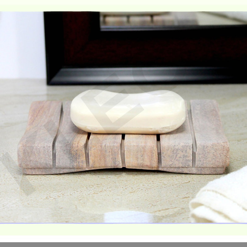 EcoStone Vertical Soap Holder - Natural Water Absorbent, Unique Rainbow Stone Bath Accessory