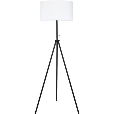 Vaune 59"  Tripod Floor Lamp, Adjustable in Height, 100% Metal Body with Linen Drum Shade, E26 Socket, Bedside Lamp, Standing Light for Living Room, Bedroom, Office,