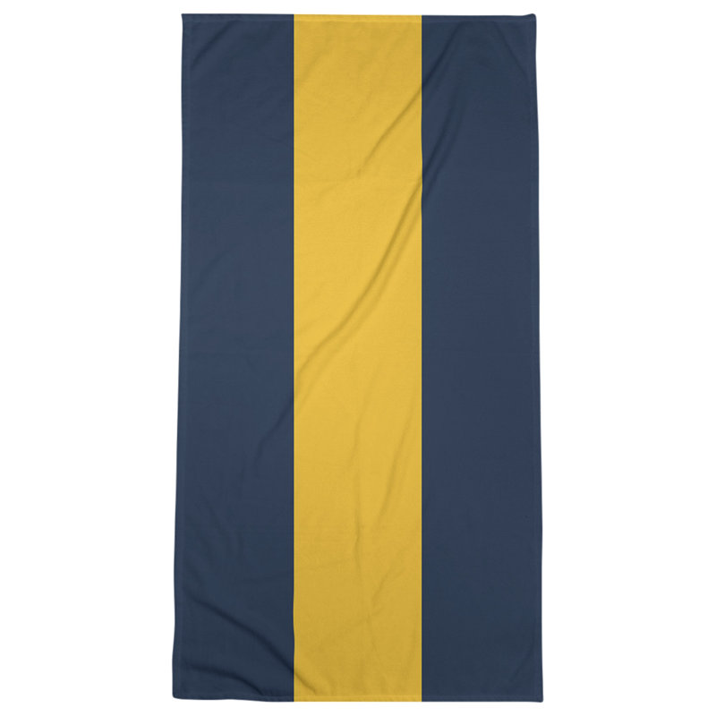 Cotton Blend Lightweight Bath Towel, Midnight Blue/Yellow/Midnight Blue