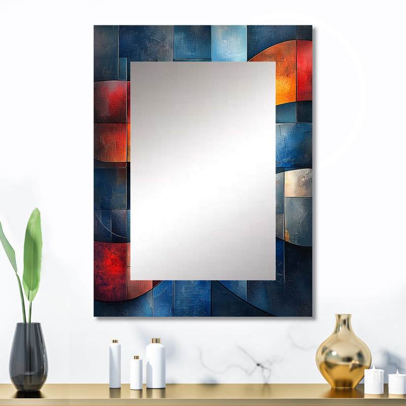Unity In Strength Usa Flag Fragments V - Usa Patriotist Wall Mirror, Modern Decorative Mirror, Printed Metal Art, 32" x 24"
