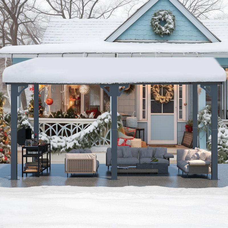 Aluminum Pergola with Canopy, 426.72cm x 243.84cm, Black
