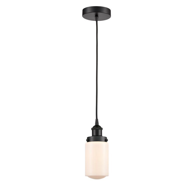 Luminaire suspendu cylindrique à 1 lumière Saroyan, Blanc mat, Noir mat