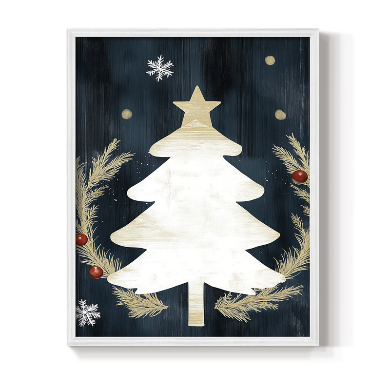 Reproduction encadrée - bois massif, H 15 po x l 12 po, Blanc