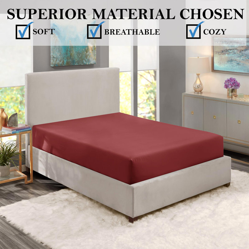 Javiyon Flannel Brushed Fitted Sheet, King, Burgundy