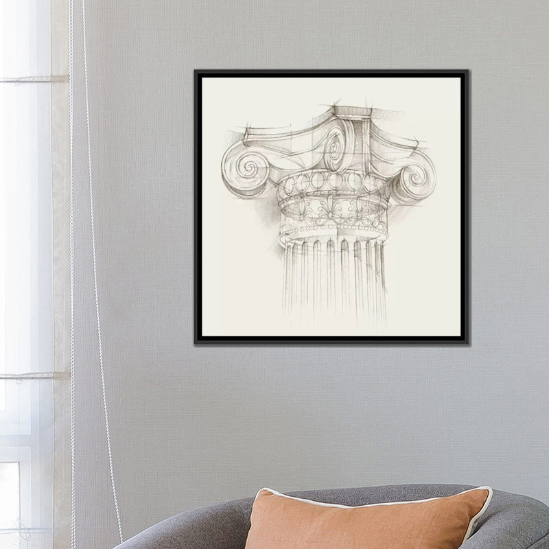 "Colonne schématique II" par Ethan Harper - impression sur toile tendue, H 18 po x l 18 po x P 1,5 po, Toile encadrée noire