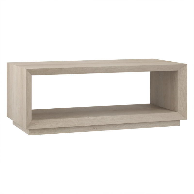 Evie Tannen Rectangular Coffee Table with Plinth Base, Alder White
