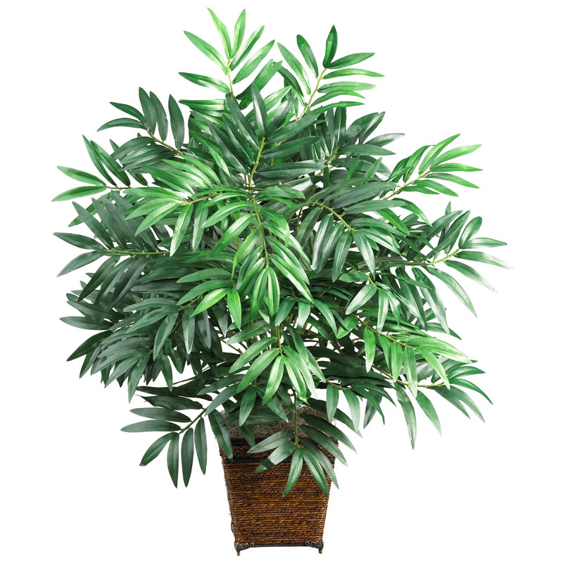 32'' Faux Bamboo Plant in Wicker/Rattan Basket
