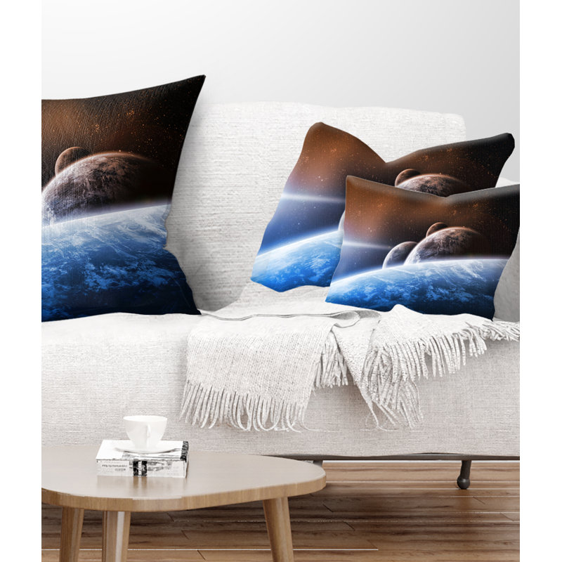Space Planet Landscape - Landscape Printed Pillow