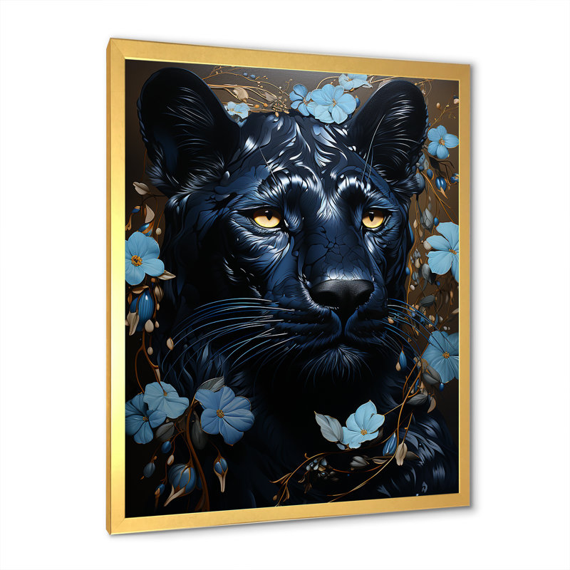 Chasse à la panthère noire Tranquillity I, Cadre doré simple, H 32 po x l 16 po x P 1 po