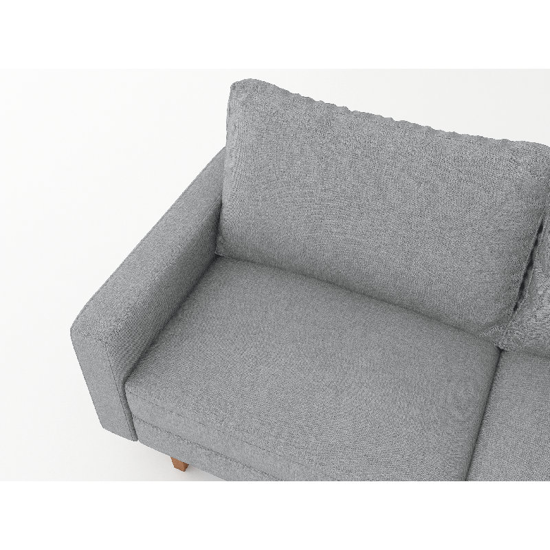 Causeuse à accoudoirs carrés 58 po Clairmont, Mélange de lin gris clair