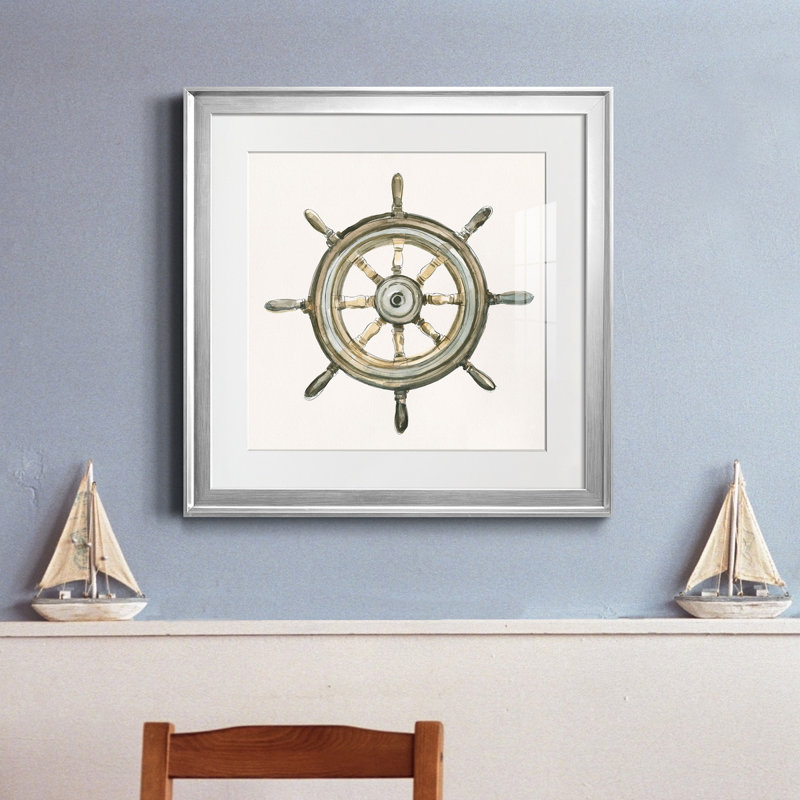 To At Helm II - Toile encadrée de qualité supérieure - prête à être accrochée, H 30,5 po x l 30,5 po x P 1,5 po, Blanc
