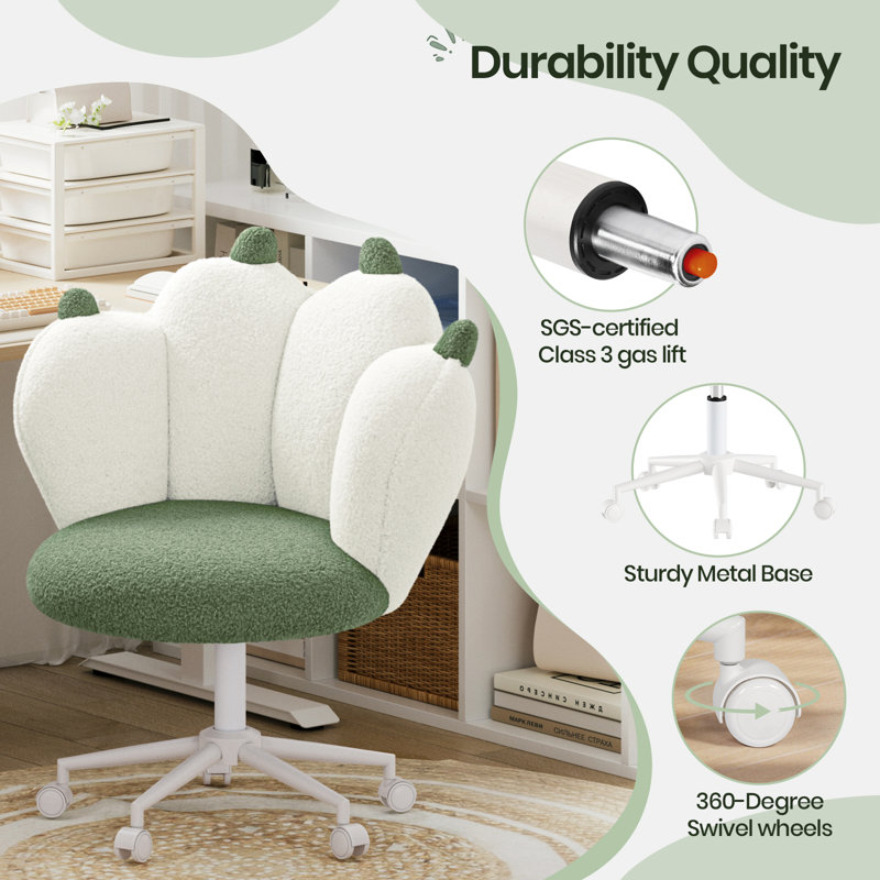 Office Chair, White/Green