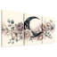 Ensemble de 3 toiles pivoines et eucalyptus avec croissant de lune-131991028