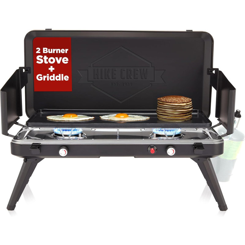 Poêle et réchaud de camping à gaz à 2 brûleurs Hike Crew - Barbecue portatif au propane de 20 000 BTU avec allumeur et plus encore!