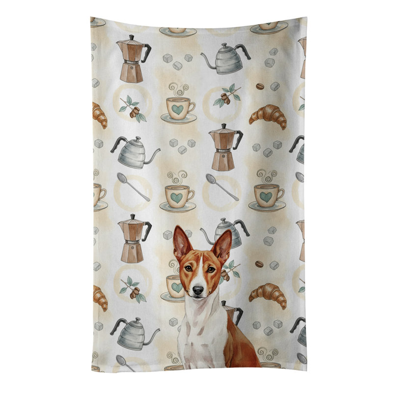 Serviette de cuisine rouge et blanche Basenji, Basenji rouge et blanc