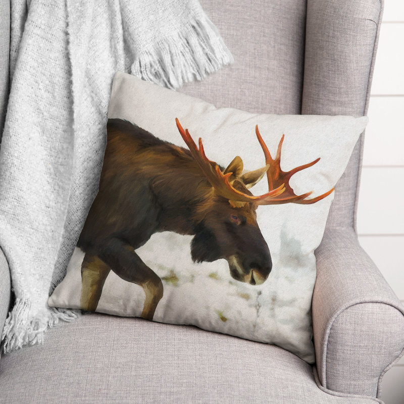 Coussin Moose In Snow, H 18 po x l 18 po x P 1,5 po