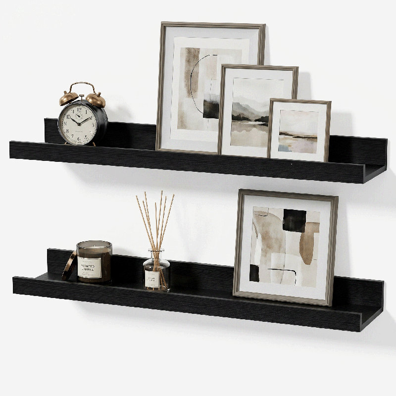 Bomeda 23.6'' Black Floating Shelves for Wall, Picture Ledge Shelves for Living Room, Bedroom, 1.69" H x 23.62" W x 5.12" D