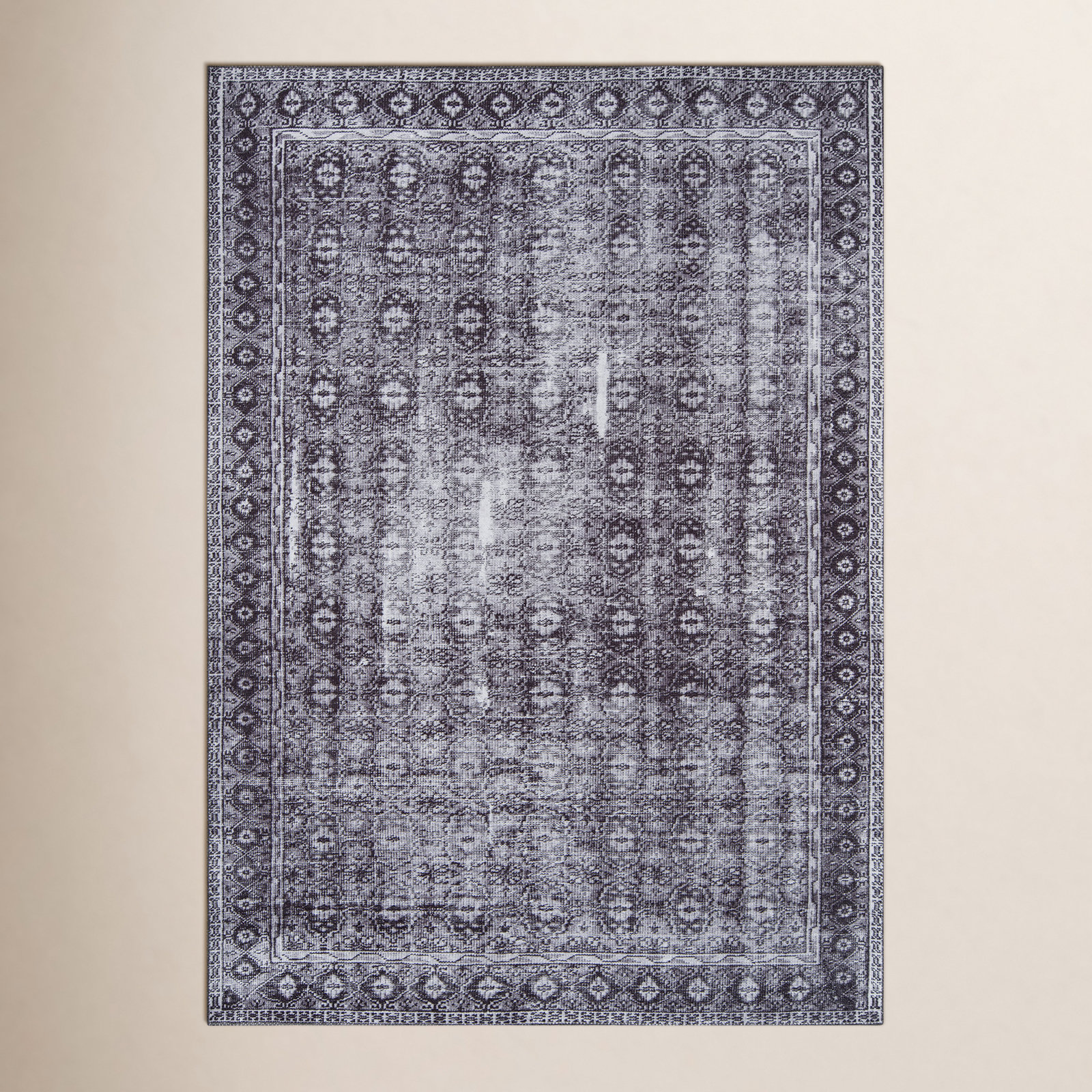 Latte Ivory Dark Gray Geometric Rug, Rectangle 3' x 5'
