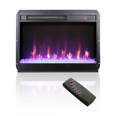 Foyer électrique chauffant de 23 po avec lumière latérale - télécommande, minuterie, protection contre la surchauffe, cristal et flamme réaliste