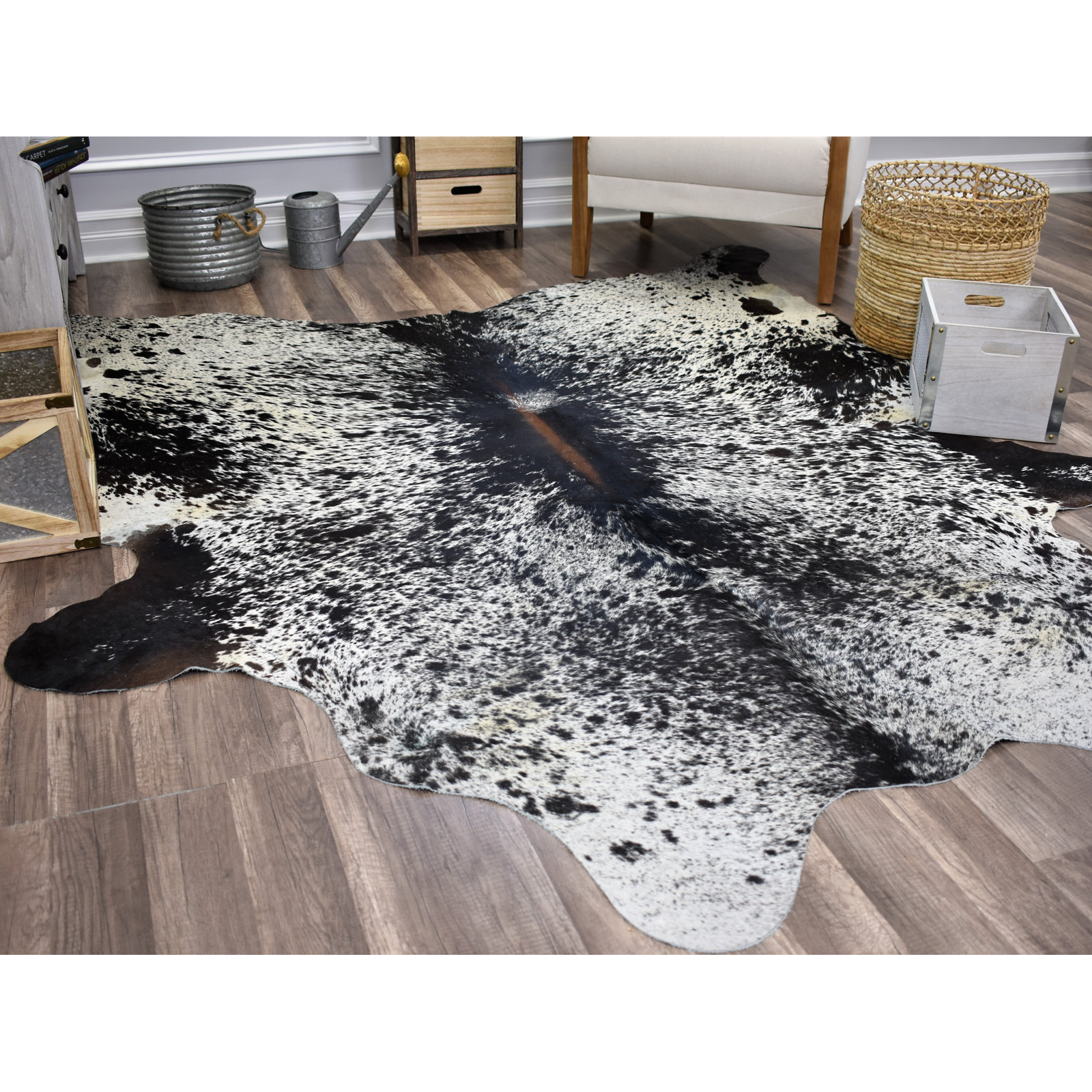 Charlize Salt Pepper Handmade Cowhide Rug, 6' x 8'
