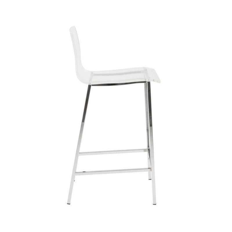 Counter Stool with Metal Frame, Clear/Silver