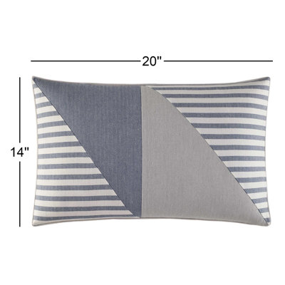 Nautica Fairwater Pieced Geometric Blue Throw Pillow
