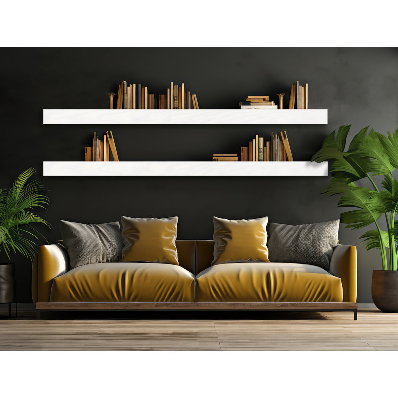 Emerald Lee 2 Piece Oak Floating Shelf, 4" H x 64" W x 7" D