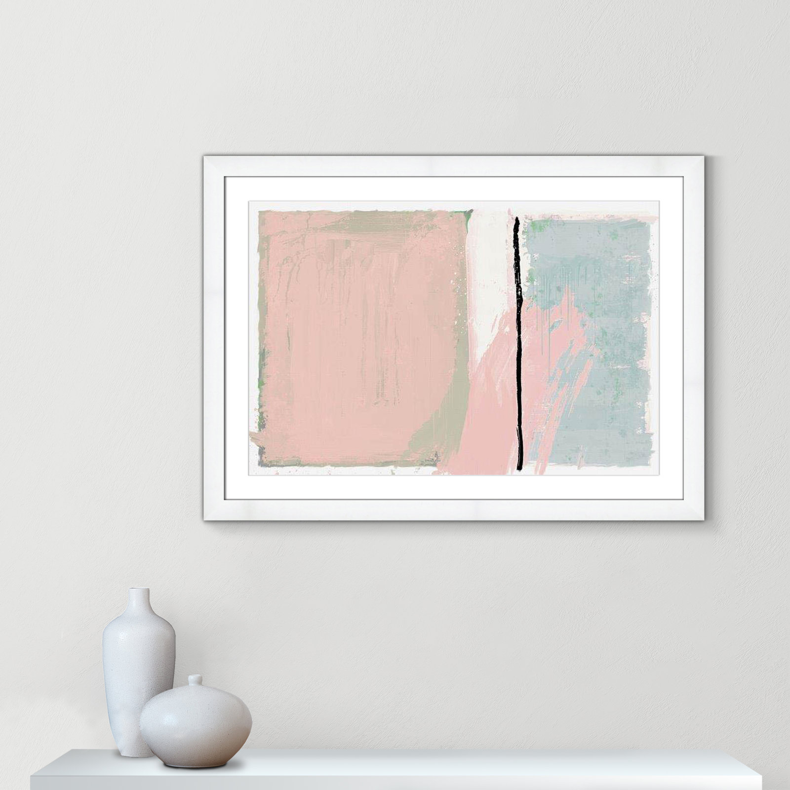 Pastel Opulance Print, 27" H x 37" W x 1.25" D, White Cube Picture Framed, White