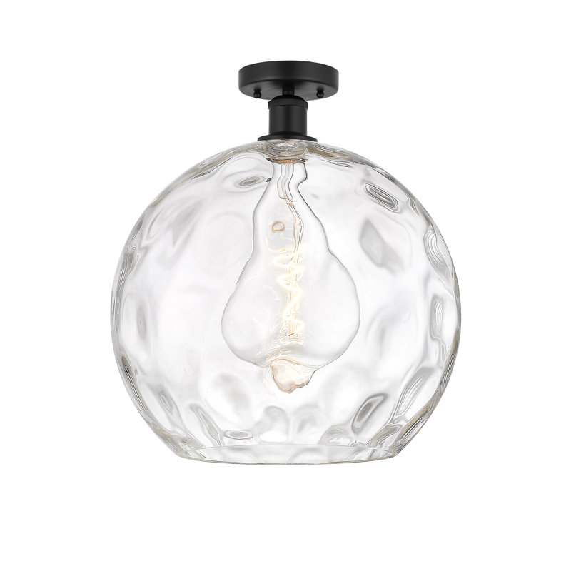 Cindi Glass Semi Flush Mount, Matte Black, 15.25" H x 13.75" W x 13.75" D