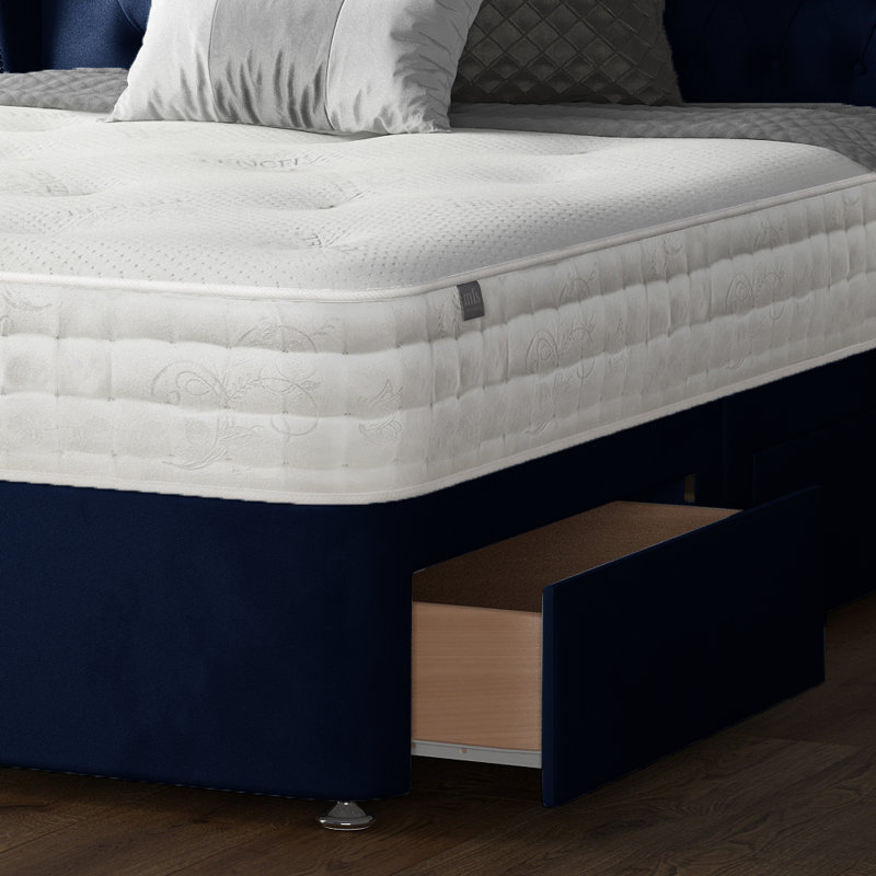 Mandalay Divan Bed Base, Royal Blue, 2 Right Drawers, Single