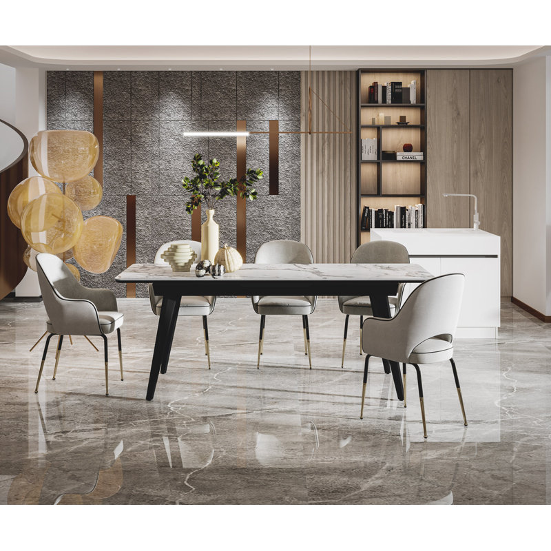 Modena Metal Base Dining Table, 29" H x  55" L x 31" W 