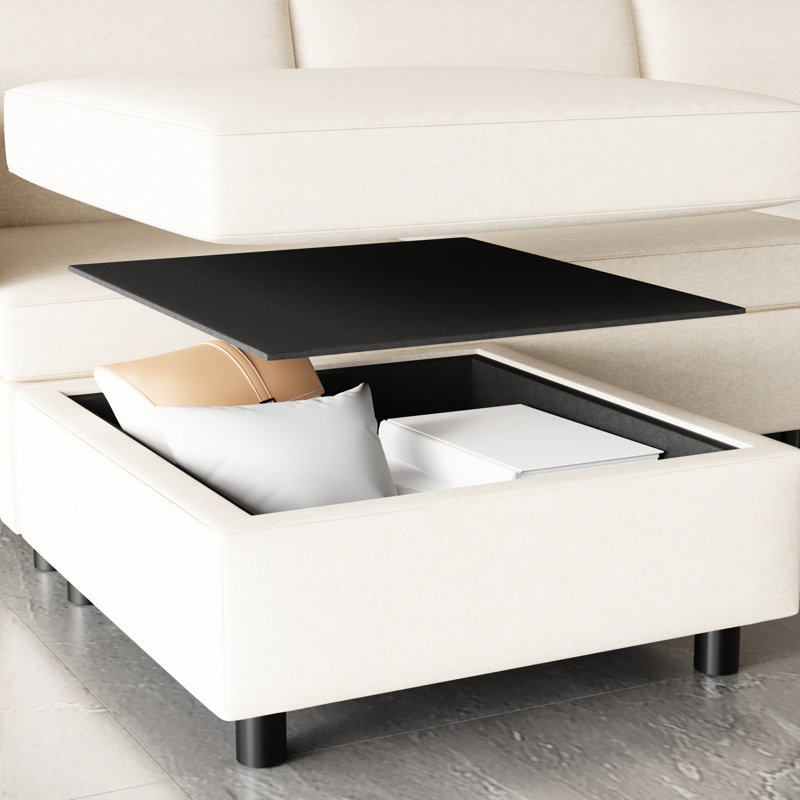 Canapé modulaire modulaire avec rangement, chenille beige, 8 sièges, profondeur de 127,68 po, largeur de 120,79 po, hauteur de 31,88 po, siège pratique, sièges confortables