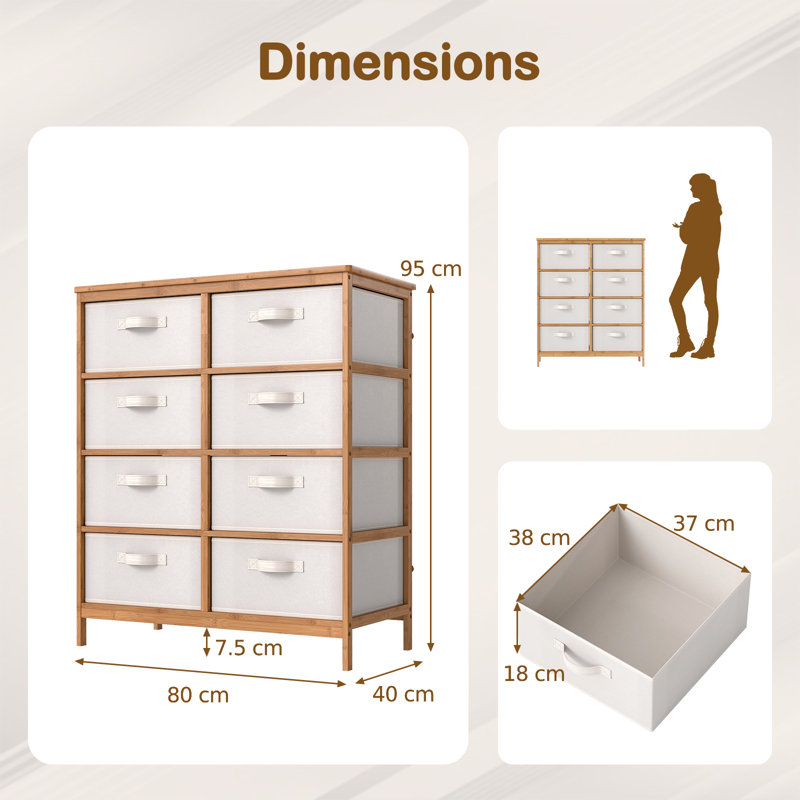 80cm W 8 - Drawer Chest of Drawers