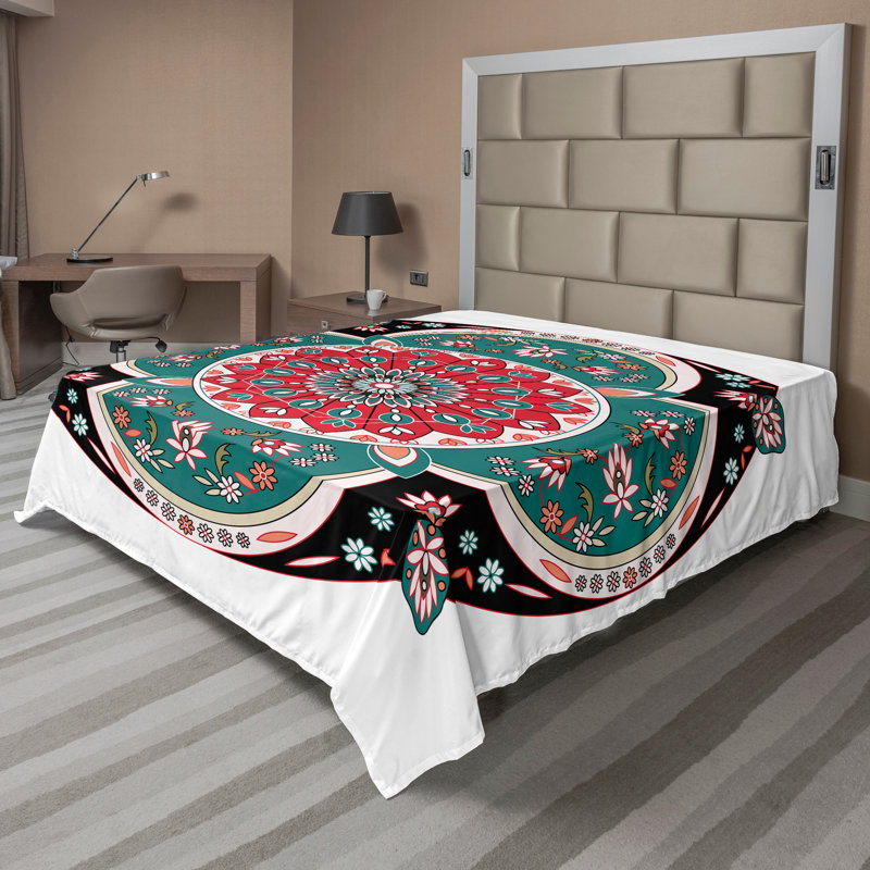 Multicolore Ambesonne, Drap plat pour très grand lit californien