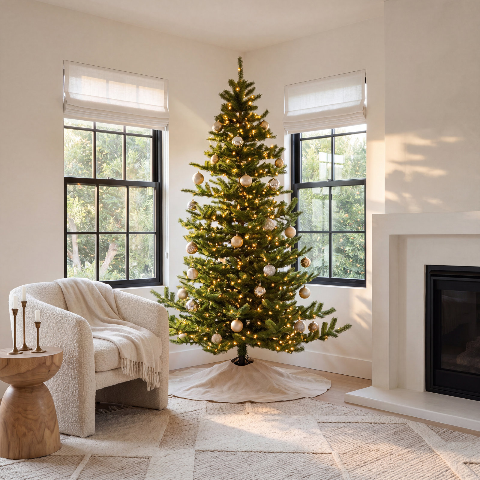 Lighted Artificial Christmas Tree, 7.5' H