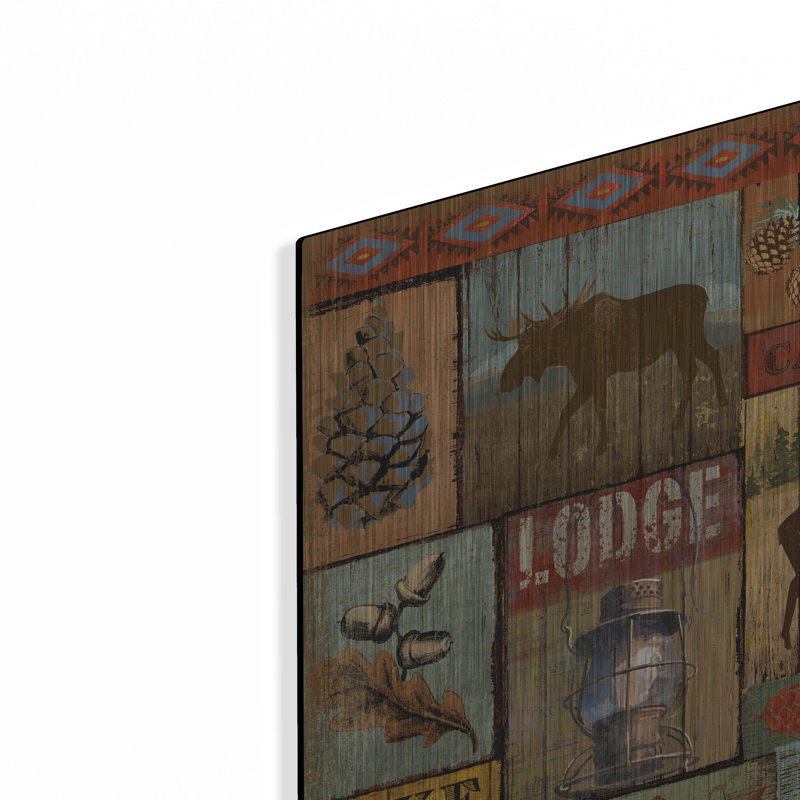 Art mural en métal Millwood Pines «Patchwork Lodge And Cabin» par Art Licensing Studio, H 36 po x l 36 po