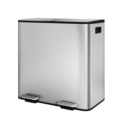 Poubelle double en acier inoxydable pour la cuisine avec couvercle, poubelle de recyclage à double compartiment, 8 gallons et 16 gallons