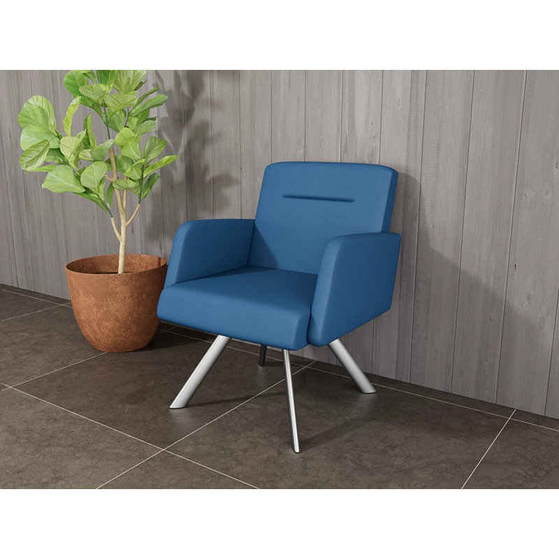 Chaise d'invité pivotante en acier Willow, Argent argent, Patriot Plus Blue Ridge