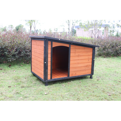 Niche pour chien de 46 po en bois pour grands chiens - extérieur / intérieur, résistante aux intempéries, avec pieds surélevés