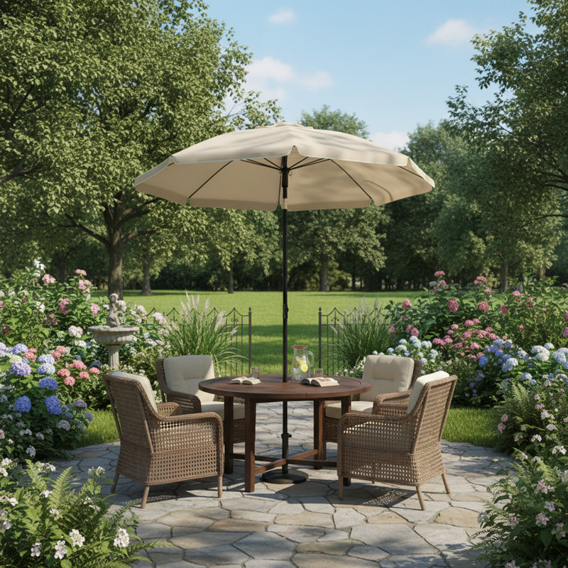 180cm Tilt Beach Parasol, Beige