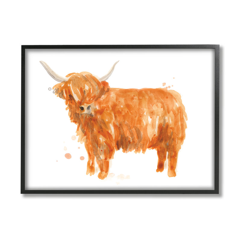 Chats champêtres à poils longs et tons de yak orange, Giclée encadrée noir minuit, H 10 po x l 15 po