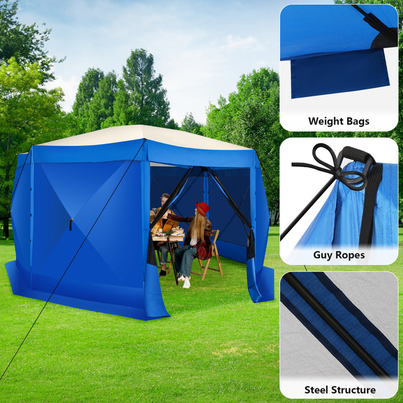 15x15 Screen Room with Mosquito Netting, Hub Tent Instant Screened Canopy, Blue