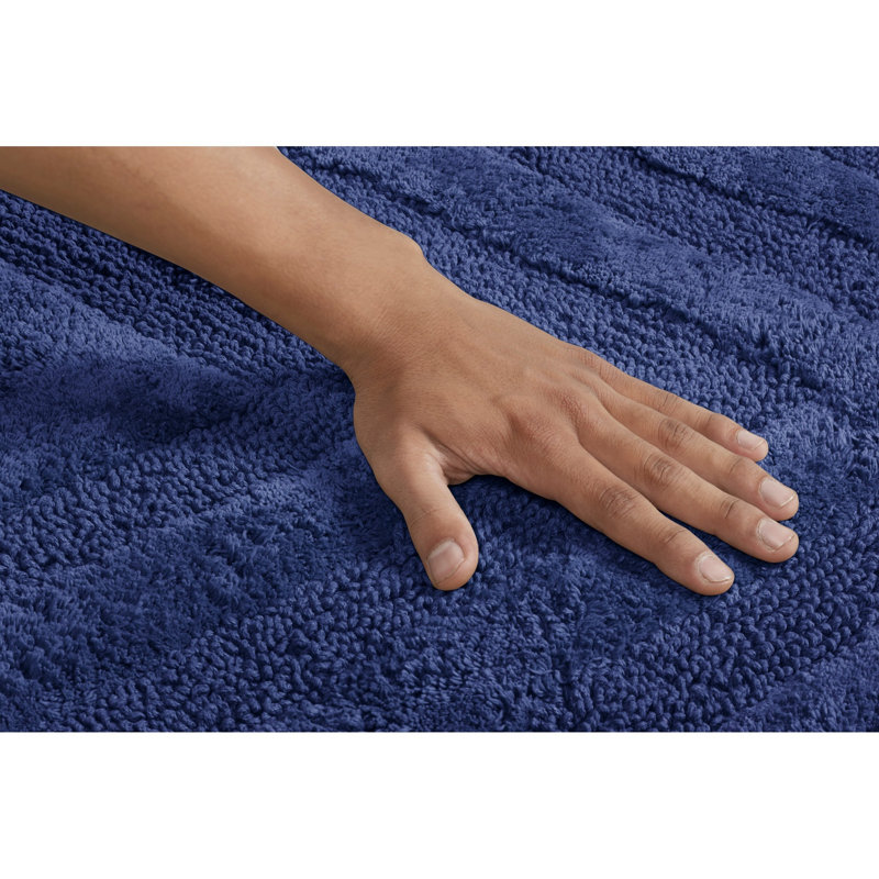 Hugo Premium 100% Cotton 1990 GSM 4-Piece Tufted Bath Rug Set with Non-Slip Spray Latex Backing, OEKO-TEX® Certified, Super Absorbent & Machine Washable, Navy