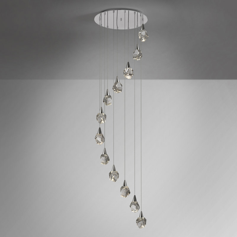 Baristo 12 - Light LED Crystal;Cluster Pendant, Chrome