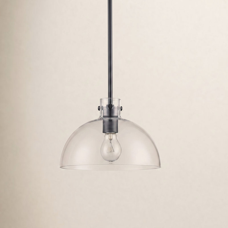 Luminaire suspendu en verre Martins, H 44,8 po x l 10 po x P 10 po, Noir