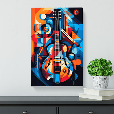 Electric Guitar Cubism - Wrapped Canvas Print