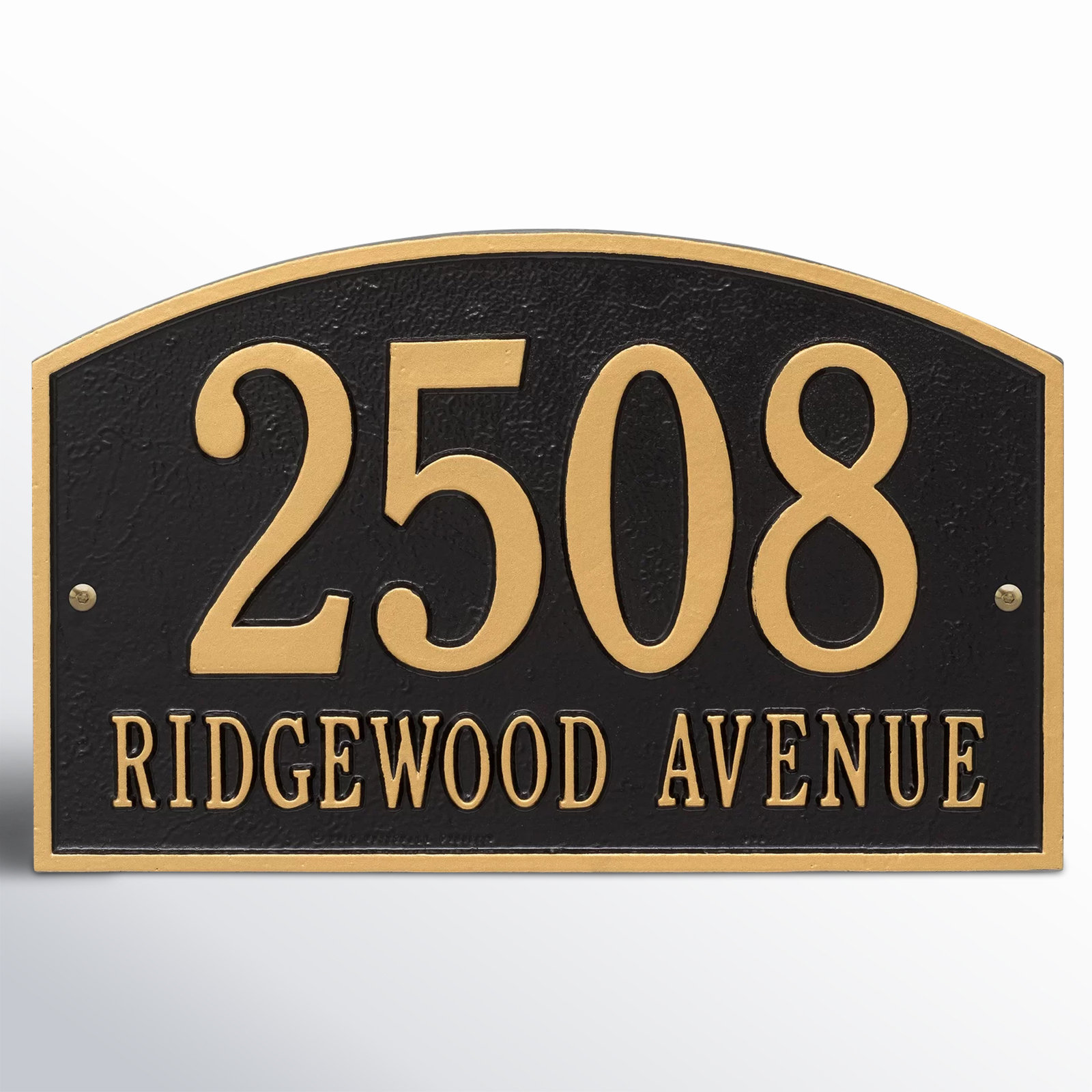 Legacy 2-Line Wall Address Plaque, Black / Gold, Yes