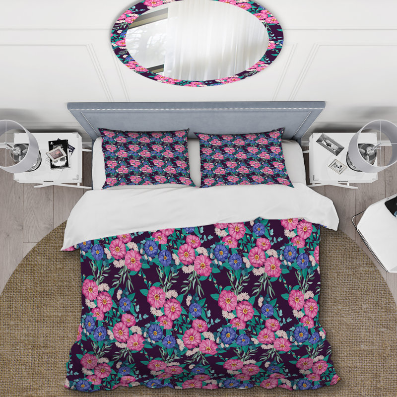 Garden Flowers of Zinnia - Ensemble de housse de couette floral - Microfibre de polyester